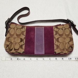 Small Suede Purple and Brown Coach Handbag